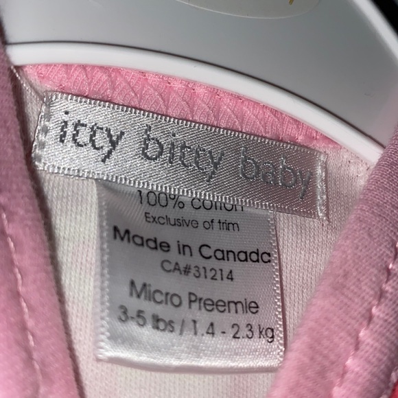 Itty Bitty Baby Infant Preemie Girl Footed Sleeper Outfit Pink 3-5 Pounds - Picture 8 of 10